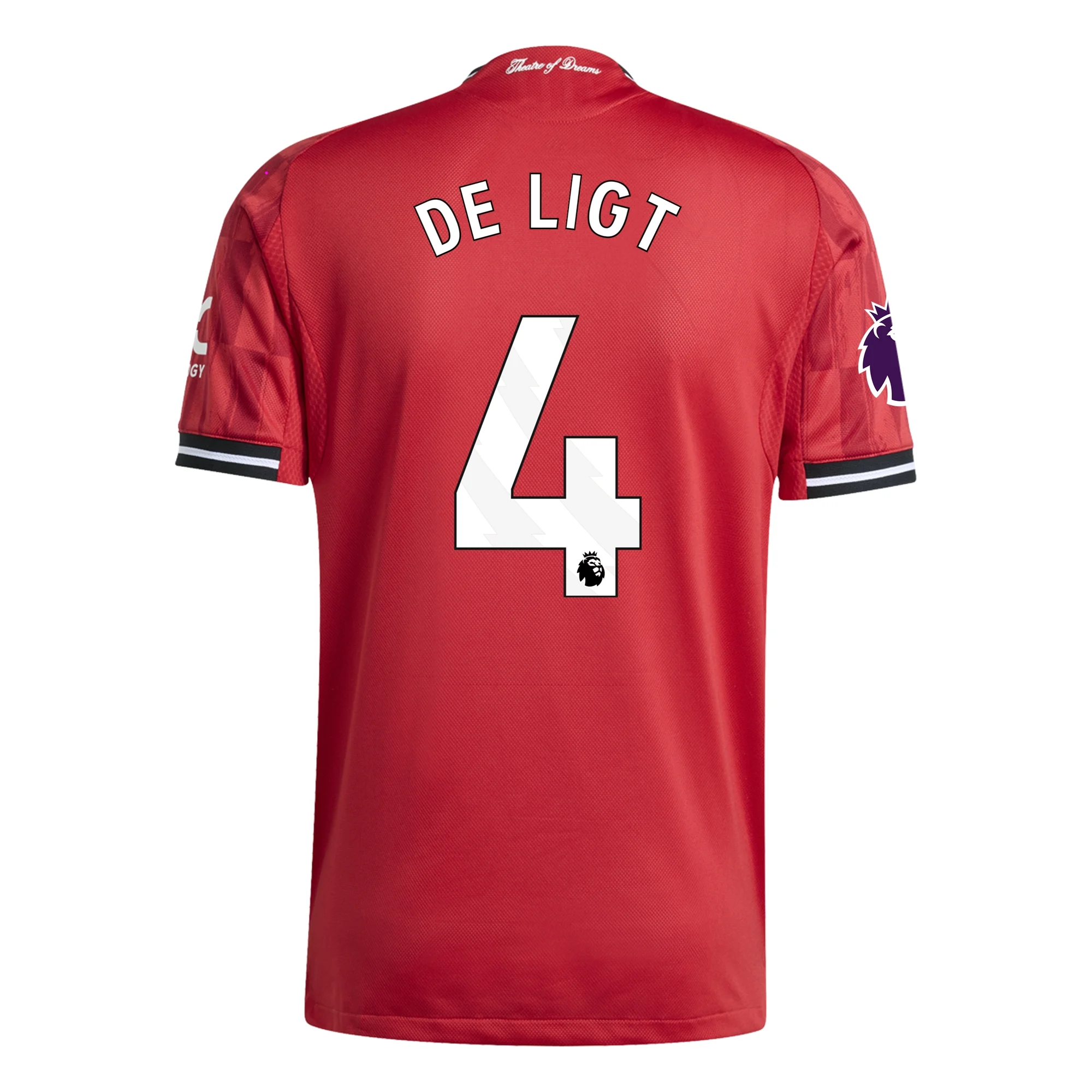 deligthomeauth Back view of Matthijs de Ligt Manchester United 25/26 Authentic Home Jersey by adidas with player name and number 4.