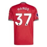 Back view of Kobbie Mainoo Manchester United 25/26 Home Jersey by adidas with player name and number.