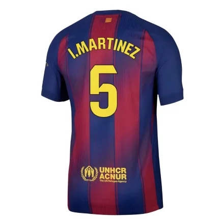 Back of Iñigo Martínez Barcelona 2025/26 Nike authentic home jersey showing name and number.