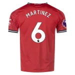 Lisandro Martínez Manchester United 2025/26 Adidas Home Jersey back view, red shirt with MARTÍNEZ name and number 6.