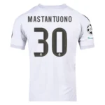 Back view of Franco Mastantuono Real Madrid 2025/26 Home Jersey by adidas with player name and number 30.