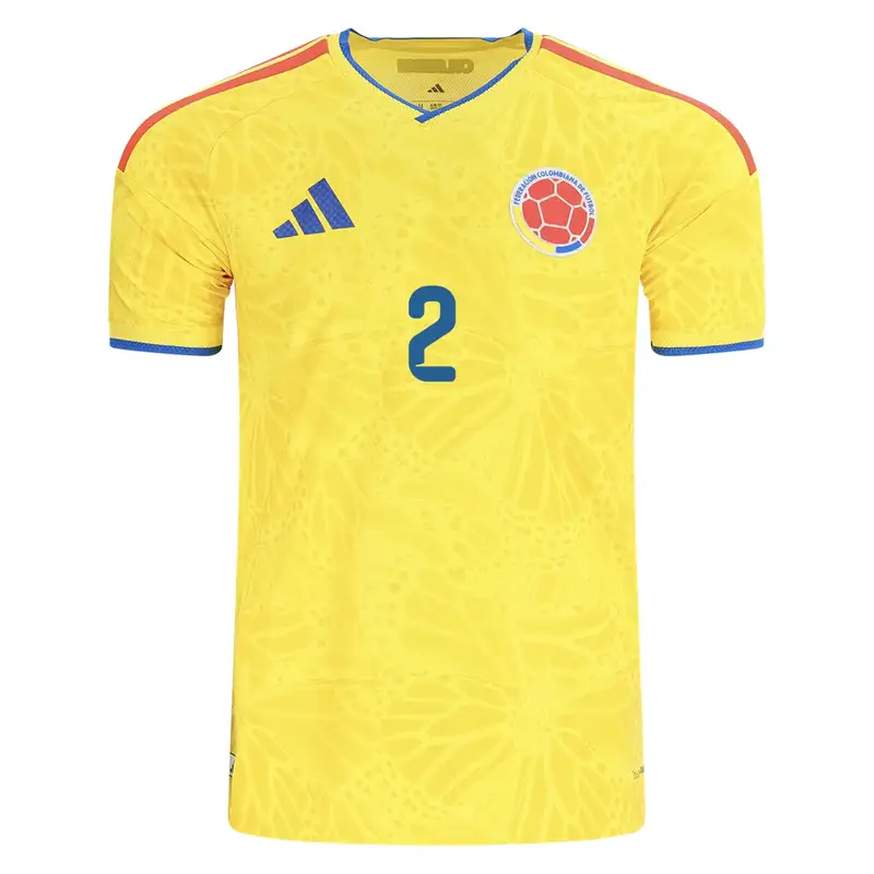 Yellow Colombia soccer jersey with number 2.