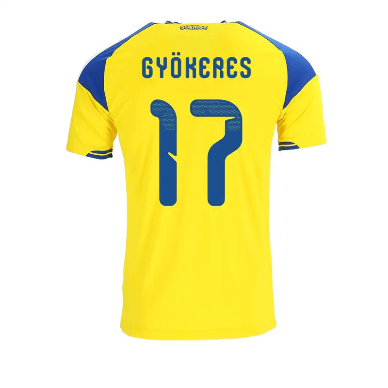 Viktor Gyökeres Sweden 2026/27 Home Jersey, back view, with name and number 17.