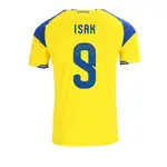 Alexander Isak Sweden 2026/27 Home Jersey, back view, number 9.