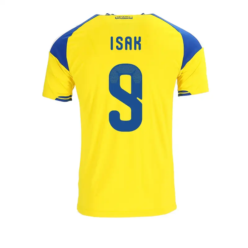 Alexander Isak Sweden 2026/27 Home Jersey, back view, number 9.
