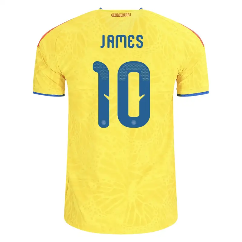Colombia soccer jersey, name JAMES, number 10.