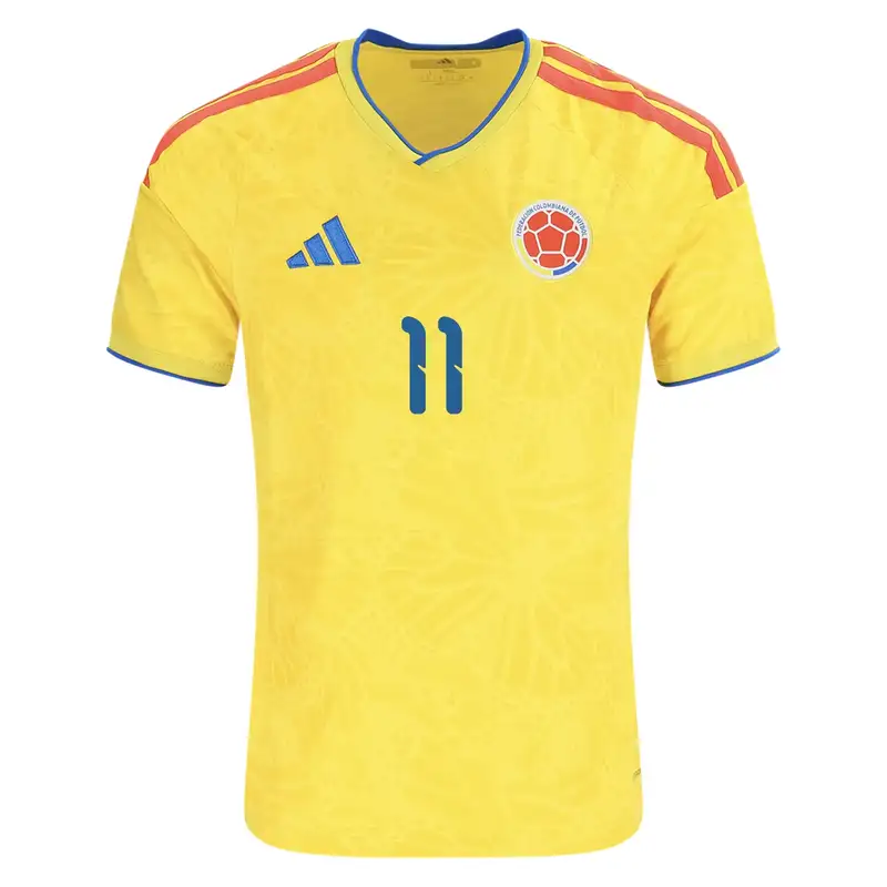 Yellow Colombia soccer jersey with Adidas logo and number 11.