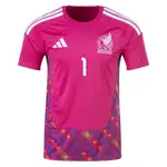 L. Malagon Mexico Goalkeeper Jersey in pink with number 1 and Mexico emblem.
