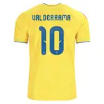 Yellow Colombia soccer jersey with Valderrama and number 10.
