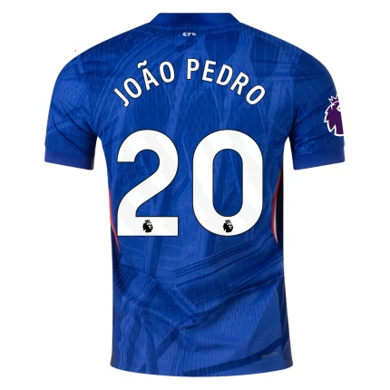 João Pedro 20 blue soccer jersey.