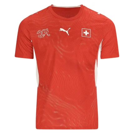 Red Puma soccer jersey with Swiss flag.