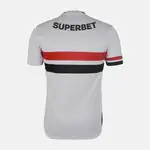 White jersey with SUPERBET and red and black stripes.