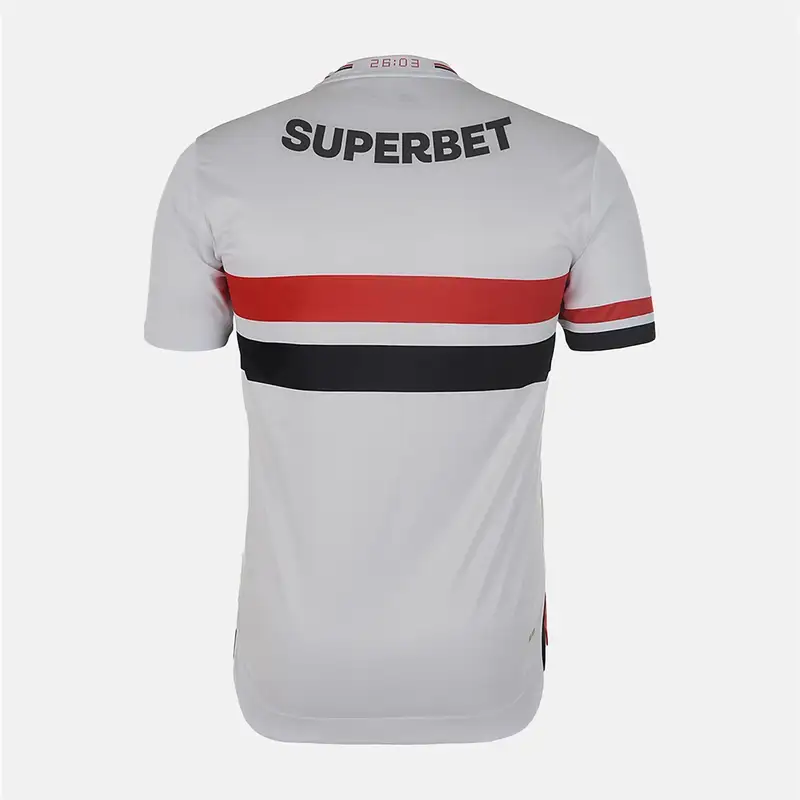 White jersey with SUPERBET and red and black stripes.