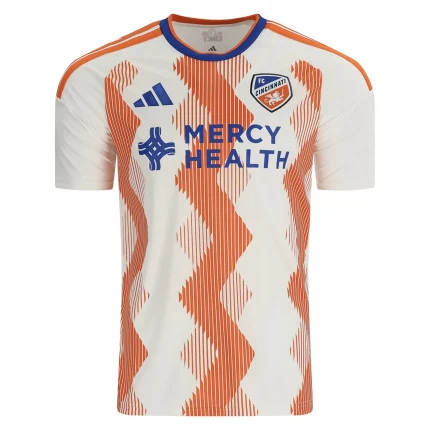 FC Cincinnati soccer jersey with Mercy Health logo.
