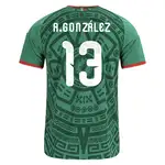 Back view of the Hormiga Mexico 2026/27 Home Jersey, name A. González, number 13.