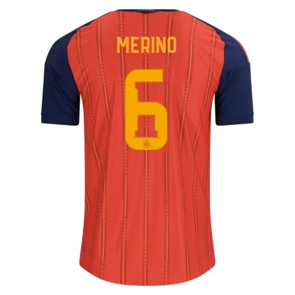 Spain soccer jersey with MERINO and number 6 on the back.