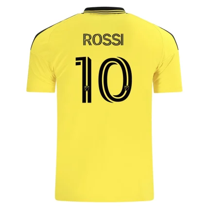 Yellow soccer jersey with ROSSI and number 10.