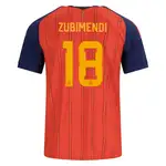 Zubimendi Spain soccer jersey, number 18.
