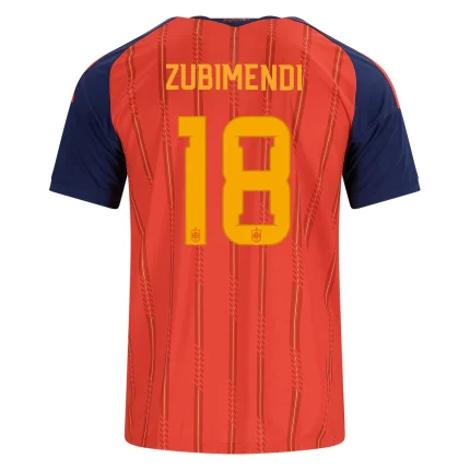 Zubimendi Spain soccer jersey, number 18.